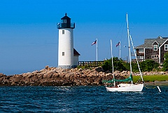 Sailboat Moored by Annisquam Harbor Light